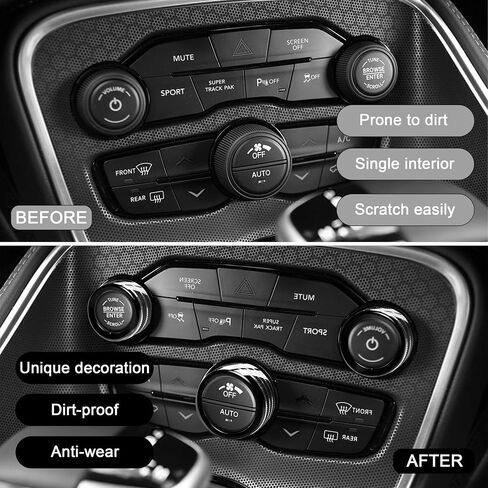 YOSRTER 3PCS Aluminum Control Knob Cover for Dodge Challenger Charger 2015-2024 AC Climate Switch Volume Tune Button Knob for Chrysler 300 300s 2015-2024 RAM 2013-2018(Red) in Kuwait