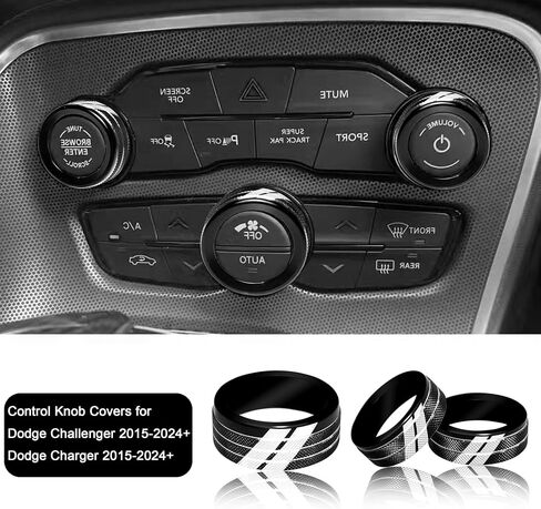 YOSRTER 3PCS Aluminum Control Knob Cover for Dodge Challenger Charger 2015-2024 AC Climate Switch Volume Tune Button Knob for Chrysler 300 300s 2015-2024 RAM 2013-2018(Red) in Kuwait