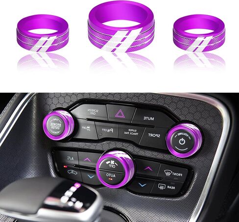 YOSRTER 3PCS Aluminum Control Knob Cover for Dodge Challenger Charger 2015-2024 AC Climate Switch Volume Tune Button Knob for Chrysler 300 300s 2015-2024 RAM 2013-2018(Red) in Kuwait