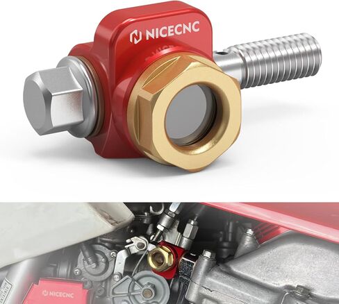 NiceCnc Banjo Bolt متوافق مع Honda XR600R XR650L 1985 1986 1987 1988 1989 1990 1991 1992 1993 1994 1995 1996 1997-2023 مع نافذة عرض الزيت الأحمر in Saudi Arabia