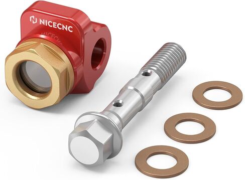 NiceCnc Banjo Bolt متوافق مع Honda XR600R XR650L 1985 1986 1987 1988 1989 1990 1991 1992 1993 1994 1995 1996 1997-2023 مع نافذة عرض الزيت الأحمر in Saudi Arabia