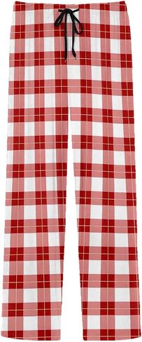 Men's Pajamas Pants Lace up Waist Casual Plaid Print Loose Comfy Sleep & Lounge Trouser Pj's Bottoms with Pockets in Saudi Arabia