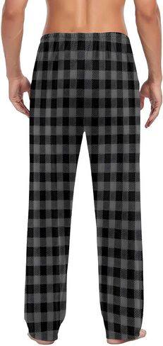 Men's Pajamas Pants Lace up Waist Casual Plaid Print Loose Comfy Sleep & Lounge Trouser Pj's Bottoms with Pockets in Saudi Arabia