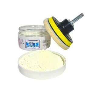 Pro Glass Polishing Kit, Oxido de Cerio, TREO 99.9%, High Grade Cerium Oxide Powder 3.52 oz, Wool Felt Disc, Drill Adapter, Glass Scratch Remover in Kuwait