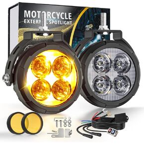 دراجة نارية LED الضباب Light 60W 20000LM Lights Lights 7 أوضاع AMBER WHITE LIGHT COMBO مع مجموعة تسخير الأسلاك المقاومة للماء للدراجات النارية GS PAN AMERICA in Kuwait