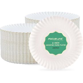 FOCUSLINE 6 Inch Paper Plates 1000 Count, White Paper Plates Uncoated, Everyday Disposable Dessert Plate 6" Small Plate Bulk 1000 Count in Saudi Arabia