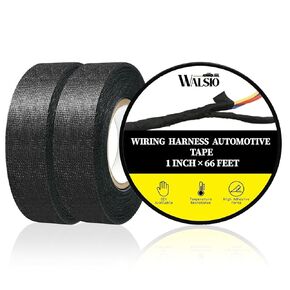 3 لفات الأسلاك الأسلاك شريط القماش 1 بوصة × 66 قدم لكل لفة لفة تآكل شريط مقاوم سهل للدموع واللصق باليد ، ومناسبة للعزلة والضوضاء تقلل من غلاف أسلاك المحرك الأسلاك in Kuwait