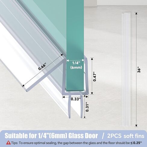 2-Pack Shower Door Bottom Seal, (3/8" x 36") Ultra Clear Glass Shower Door Seal Strip, Stop Leaks and Create a Water Barrier in Saudi Arabia