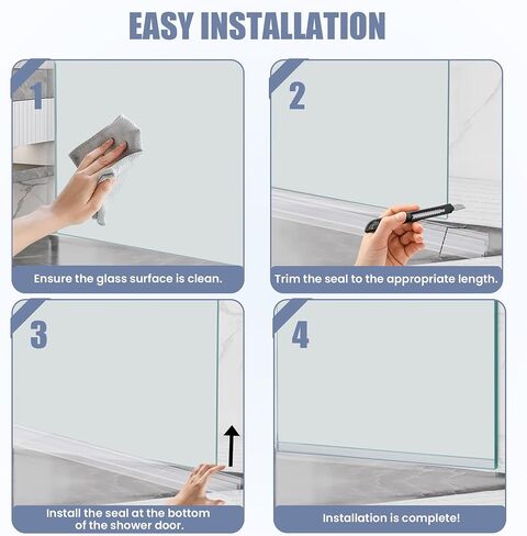 2-Pack Shower Door Bottom Seal, (3/8" x 36") Ultra Clear Glass Shower Door Seal Strip, Stop Leaks and Create a Water Barrier in Saudi Arabia