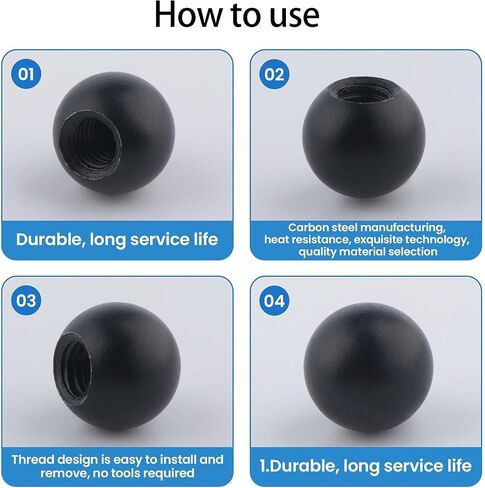 10 Pcs Black M4 Thread Cap Nuts Knob, Plain Carbon Steel Screw Caps Ball Lamp Decoration, Light Fixture Fastening Nuts, Decorative Screw Caps Cover for Furniture Lighting in Saudi Arabia