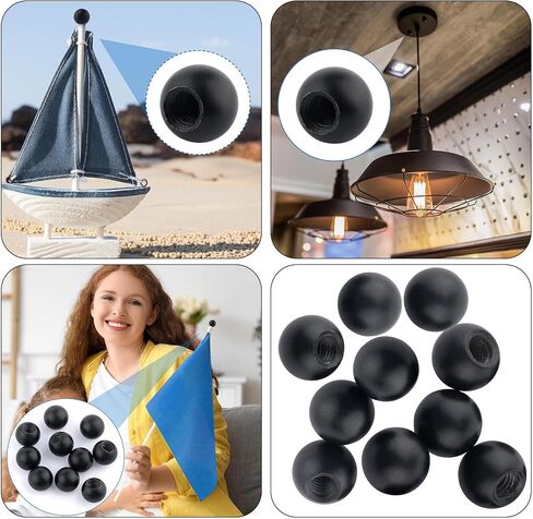 10 Pcs Black M4 Thread Cap Nuts Knob, Plain Carbon Steel Screw Caps Ball Lamp Decoration, Light Fixture Fastening Nuts, Decorative Screw Caps Cover for Furniture Lighting in Saudi Arabia