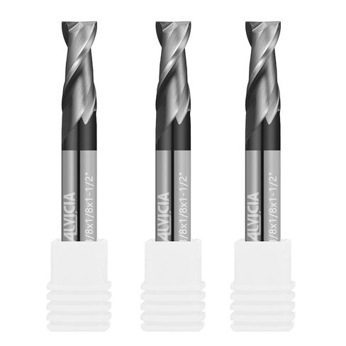 3PCS 1/4" Micrograin Carbide Square End Mill Set 2 Flute HRC 55 AlTiN Coating End Milling Bits for Milling Alloy Steels, Hardened Steel, CNC Router Bits in Kuwait