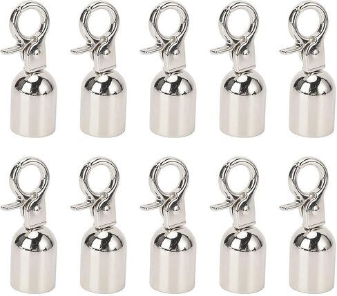 Aramox 15.5mm Diameter Zinc Alloy Cord End Snap Hook - Sturdy Rope End Stopper Set of 10 for Accessories (Silver) in Saudi Arabia