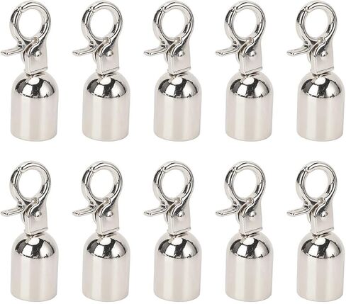 Aramox 15.5mm Diameter Zinc Alloy Cord End Snap Hook - Sturdy Rope End Stopper Set of 10 for Accessories (Silver) in Saudi Arabia
