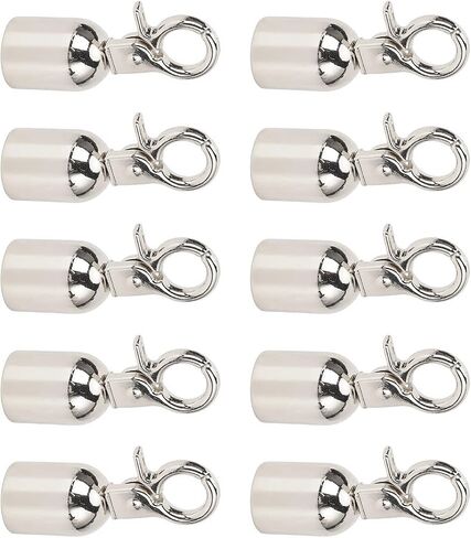 Aramox 15.5mm Diameter Zinc Alloy Cord End Snap Hook - Sturdy Rope End Stopper Set of 10 for Accessories (Silver) in Saudi Arabia