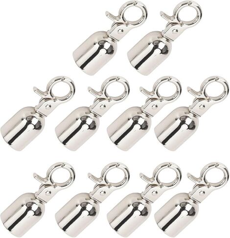 Aramox 15.5mm Diameter Zinc Alloy Cord End Snap Hook - Sturdy Rope End Stopper Set of 10 for Accessories (Silver) in Saudi Arabia