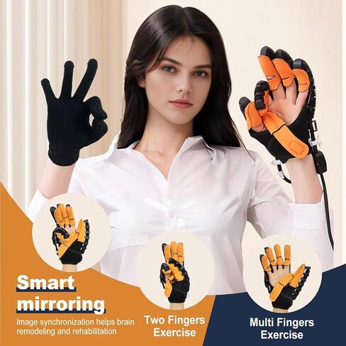 Rehabilitation Robot Gloves, Finger Exerciser for Stroke Recovery Hand Glove Equipment Hand Function Rehabilitation, Adjustable Strength and Supports USB Charging in Saudi Arabia