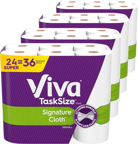 Viva Signature Cloth Paper Towels, Task Size - 12 Family Rolls (2 Packs of 6 Rolls) = 30 Regular Rolls (143 Sheets Per Roll) in Kuwait