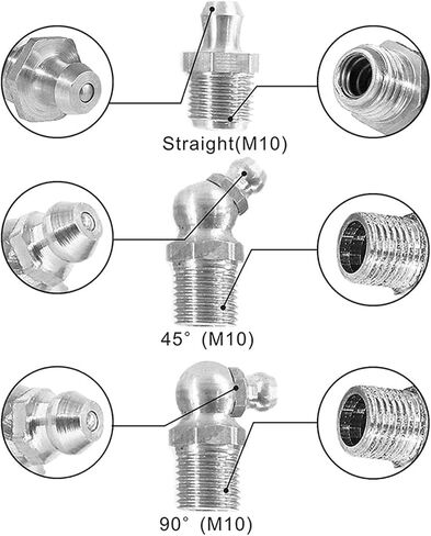 115pcs Steel Zerk Grease Nipple Tittings مجموعة تشكيلة ، مستقيمة ، 90 درجة ، بزاوية 45 درجة in Saudi Arabia