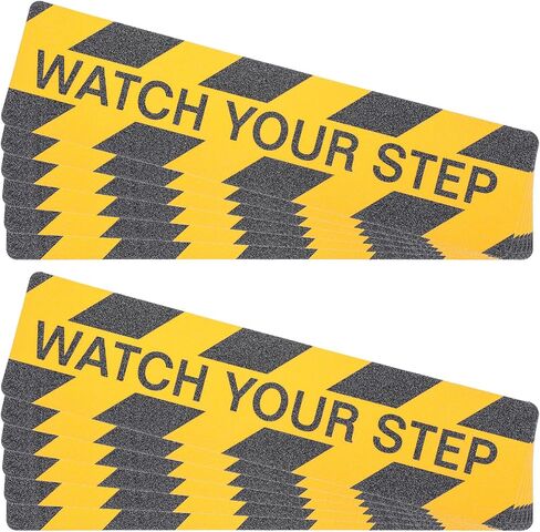 12 Pack Watch Your Step Floor Decals Stickers, 23.6 x 6 Inch Self Adhesive Watch Your Step Tape Anti Slip Caution Floor Tape Water Resistance Safety Floor Decals for Workplace Indoor Outdoor in Saudi Arabia
