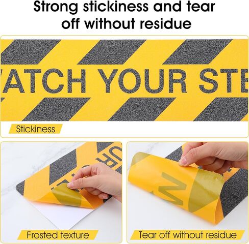 12 Pack Watch Your Step Floor Decals Stickers, 23.6 x 6 Inch Self Adhesive Watch Your Step Tape Anti Slip Caution Floor Tape Water Resistance Safety Floor Decals for Workplace Indoor Outdoor in Saudi Arabia
