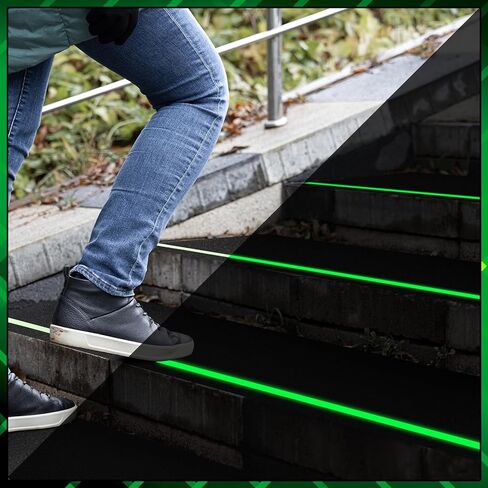 Nuanchu 10 Pack 10'' x 30'' Outdoor Stair Treads Anti Slip Tape Glow in Dark Stripe Non Slip Grip Tape Non Skid Adhesive Friction Traction Stair Treads for Wooden Steps Outdoor Indoor Step Slippery in Saudi Arabia