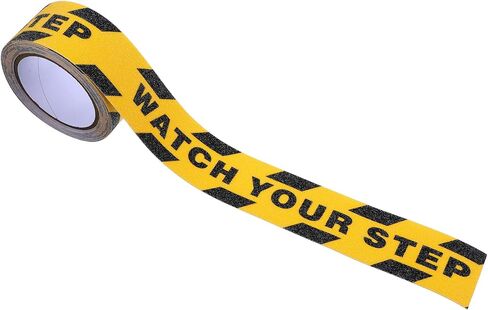 Watch Your Step Sign, Caution Tape Yellow Black Anti Slip Tape 1.97in X 16.4ft Grip Tapes for Stairs Waterproof Safety Grip Tapes for Stairs Steps Ladder Indoor Outdoor Treads Floor Caution in Saudi Arabia