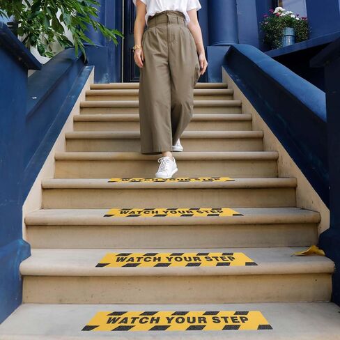 Watch Your Step Sign, Caution Tape Yellow Black Anti Slip Tape 1.97in X 16.4ft Grip Tapes for Stairs Waterproof Safety Grip Tapes for Stairs Steps Ladder Indoor Outdoor Treads Floor Caution in Saudi Arabia