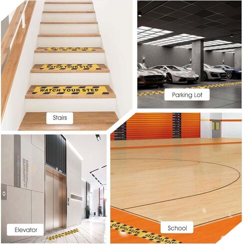 Watch Your Step Sign, Caution Tape Yellow Black Anti Slip Tape 1.97in X 16.4ft Grip Tapes for Stairs Waterproof Safety Grip Tapes for Stairs Steps Ladder Indoor Outdoor Treads Floor Caution in Saudi Arabia