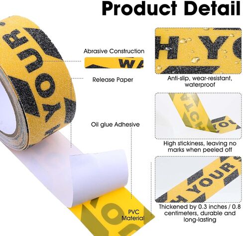 Watch Your Step Sign, Caution Tape Yellow Black Anti Slip Tape 1.97in X 16.4ft Grip Tapes for Stairs Waterproof Safety Grip Tapes for Stairs Steps Ladder Indoor Outdoor Treads Floor Caution in Saudi Arabia