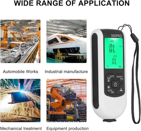 Focket Paint Thickness Gauge, ABS Clear Display Smart Testing Coating Thickness Background Light Comfortable Depth Meter Digital Meter for Automotive Paint Thickness(White) in Saudi Arabia
