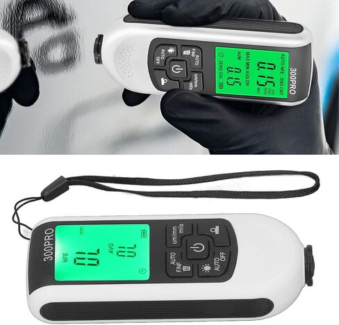 Focket Paint Thickness Gauge, ABS Clear Display Smart Testing Coating Thickness Background Light Comfortable Depth Meter Digital Meter for Automotive Paint Thickness(White) in Saudi Arabia