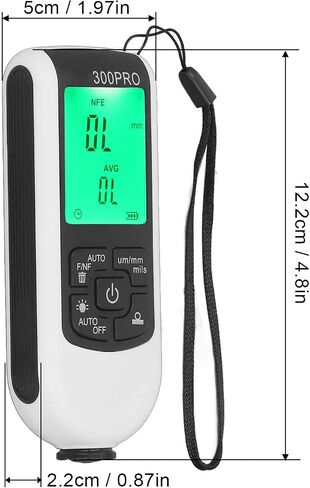 Focket Paint Thickness Gauge, ABS Clear Display Smart Testing Coating Thickness Background Light Comfortable Depth Meter Digital Meter for Automotive Paint Thickness(White) in Saudi Arabia