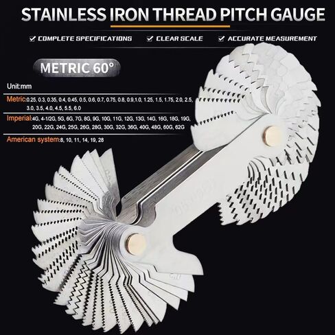 Thread Gauge Whitworth 55 Degree & Metric 60 Degree & US 60 Degree Metric & Imperial & US Screw Gauge SAE Thread Pitch Gauge Whith Locking Devices for Industrial Measurement Garage Workshop Plumbing in Saudi Arabia