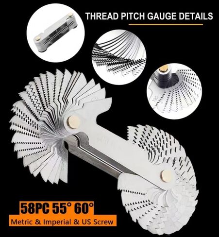 Thread Gauge Whitworth 55 Degree & Metric 60 Degree & US 60 Degree Metric & Imperial & US Screw Gauge SAE Thread Pitch Gauge Whith Locking Devices for Industrial Measurement Garage Workshop Plumbing in Saudi Arabia