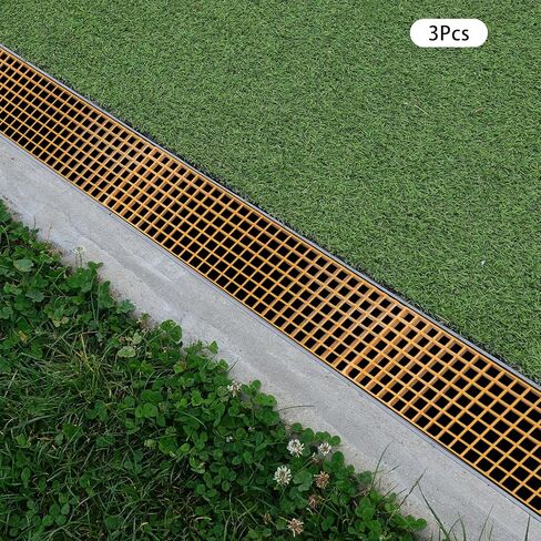 3 Pcs 39.37 X 10.62Inch Frp Drain Grates, Heavy-Duty 1102lbs Load Capacity, Corrosion Resistant Non-Slip Grating Cover for Outdoor, Industrial Stair Treads, Car Wash, Green Belts, Trenches in Kuwait