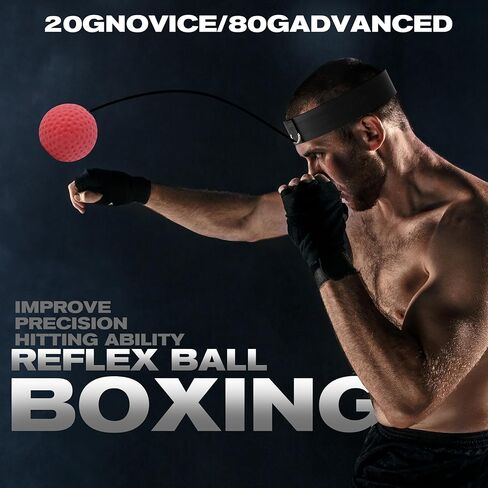 Boxing Reflex Ball with Hand Wraps - 2 Difficulty Levels Boxing Ball to Improve Speed, Hand-Eye Coordination，Fight Reaction for Adults, Kids in Saudi Arabia