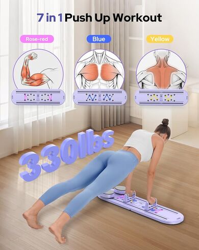 لوحة بيلاتيس ، مصلحة بيلاتيس القابلة للطي مجموعة 7 في 1 معدات بيلاتيس متعددة الأغراض للنساء تدريبات كاملة الجسم في المنزل ، Rayspace Portable AB Core Trainer ، لوحة تمرين مع Timer & Resistance Band in Kuwait