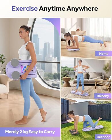 لوحة بيلاتيس ، مصلحة بيلاتيس القابلة للطي مجموعة 7 في 1 معدات بيلاتيس متعددة الأغراض للنساء تدريبات كاملة الجسم في المنزل ، Rayspace Portable AB Core Trainer ، لوحة تمرين مع Timer & Resistance Band in Kuwait