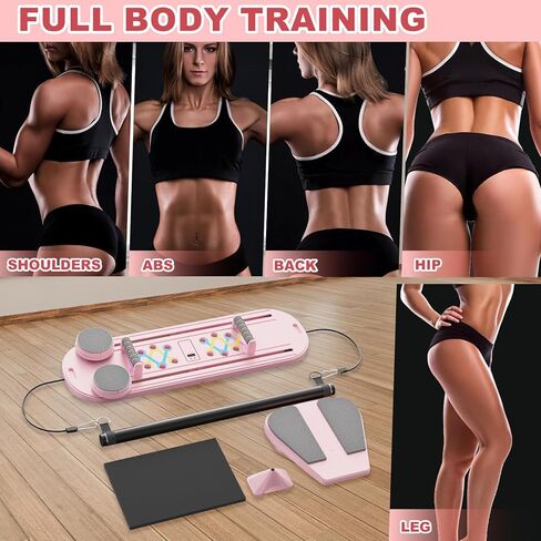 Pilates Board Multifunctional Foldable Pilate Reformer for Home Workout, Portable Abdominal Core Exercise Machine with Resistance Bands & Knee Pad, Pilates Equipment for Women & Men in Saudi Arabia