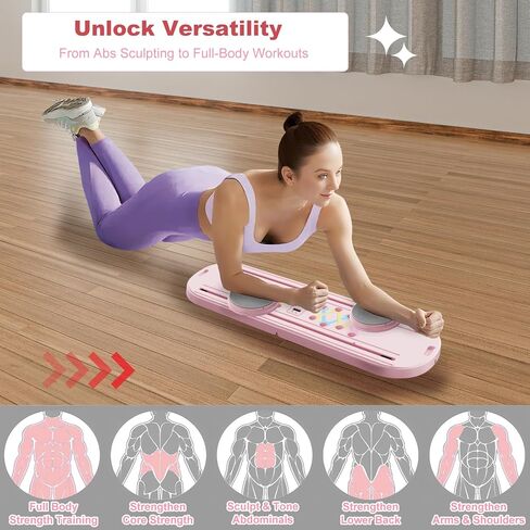 Pilates Board Multifunctional Foldable Pilate Reformer for Home Workout, Portable Abdominal Core Exercise Machine with Resistance Bands & Knee Pad, Pilates Equipment for Women & Men in Saudi Arabia
