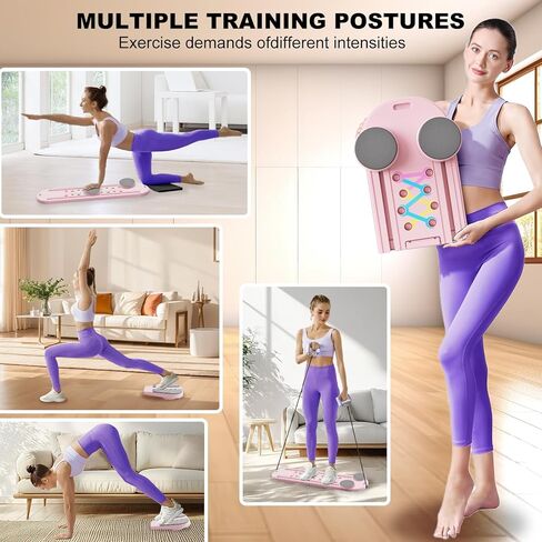 Pilates Board Multifunctional Foldable Pilate Reformer for Home Workout, Portable Abdominal Core Exercise Machine with Resistance Bands & Knee Pad, Pilates Equipment for Women & Men in Saudi Arabia