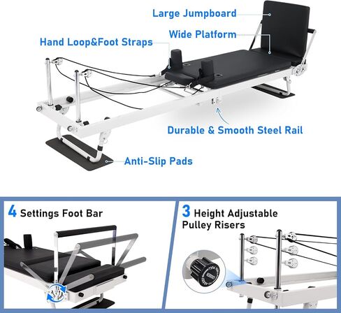 Pilates Reformer, 91In Foldable Pilates Reformer Machine for Home Use, Pilates Equipment with Jump Board & Dual Resistance – Adjustable Home Gym Equipment for Full-Body Workout, 500 lbs Capacity in Saudi Arabia