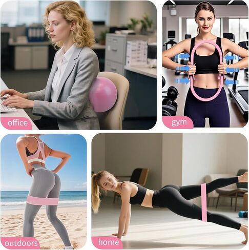 Pilates Essential Kit - Home Pilates Equipment Set - with Toning Pilates Ring & Long Resistance Bands & 3 Level Pilates Loop Bands & Soft Pilates Ball & Pilates Grip Socks in Saudi Arabia