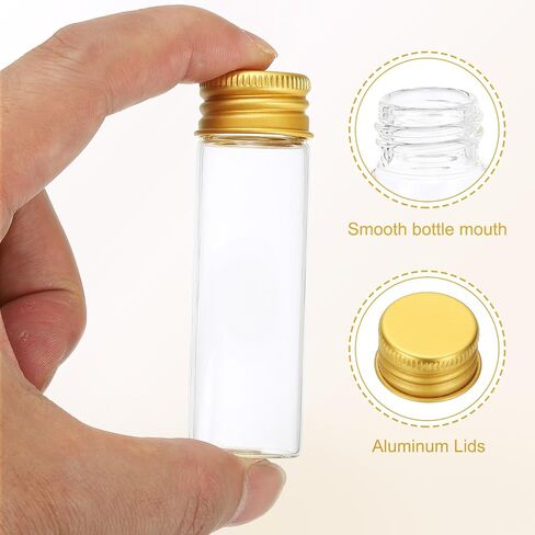 Patikil 15ml قوارير زجاجية صافية ، 20 حزمة قارورة سائلة صغيرة مع قبعات المسمار مقاومة للتسرب حاوية مسحوق الجرار الفارغة للعينة ، ذهبية in Kuwait