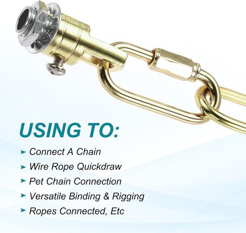MECCANIXITY Chain Connectors, 6mm Thick Quick Link Screw Lock Oval Clips for Chandelier Pendant Lights, Pale Gold, Pack of 2 in Kuwait
