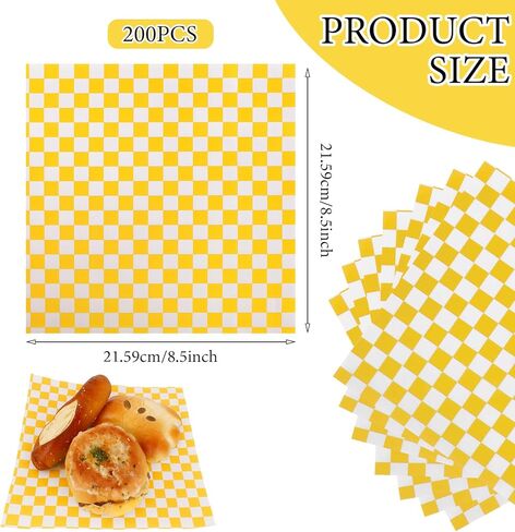 200 PCS مشمع أوراق الورق لذيذ أوراق الورق 8.5 × 8.5 "شحنة مقاومة لبطانات سلة السلة in Kuwait