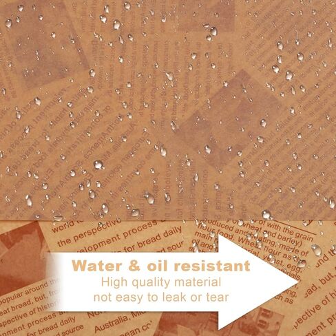 200 PCS Deli Wax Paper Sheets for Food Basket & Plater Liners 12 × 8 بوصة على غرار الصحف القديمة المطبوعة ورقة لذيذة لتلوين الخبز البرغر السندويشات الفرنسية (بنية) in Kuwait