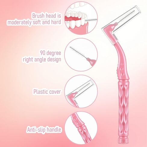50 Pcs L-Shaped Interdental Brushes,5 Sizes Braces Brush Set Interproximal Dental Brush Proxy Brushes Dental Angled Interdental Toothbrush for Braces Oral Cleaning(Multi-Colored) in Saudi Arabia