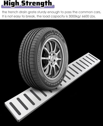 لوحة الصرف في الهواء الطلق ، شبكات تصريف مستطيلة مرئية للمعادن الممرات الخرسانية ، غطاء الخندق في مصنع العشب (100 سم × 15 سم × 2 سم) in Kuwait